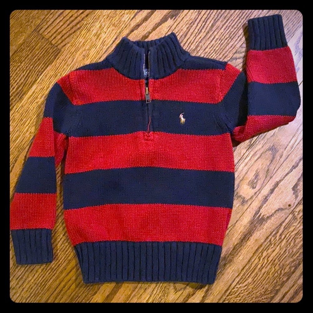 Boys size 2t polo red and navy sweater